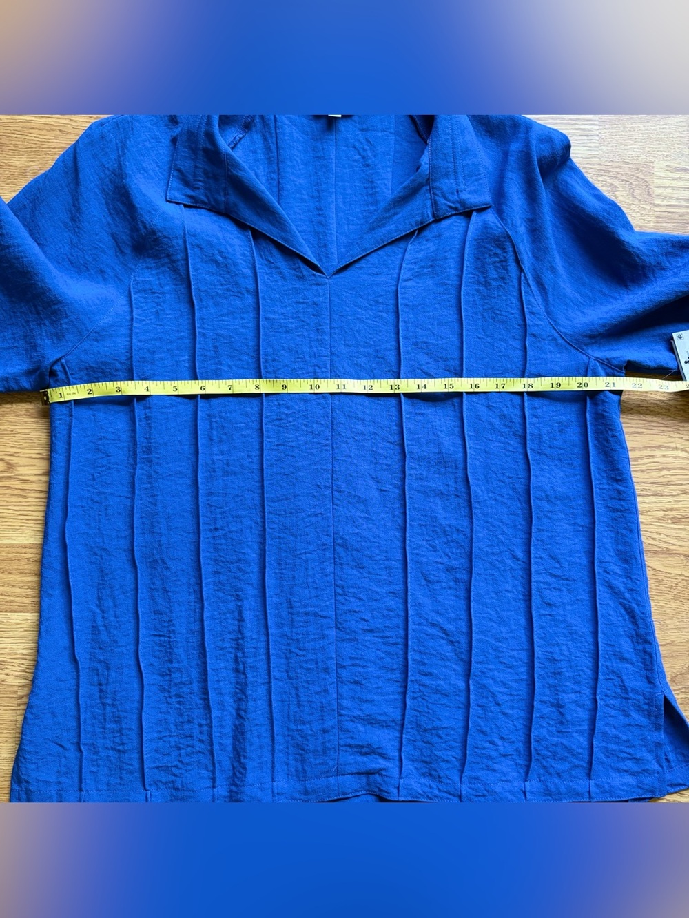 John Mark Cobalt Blue Collared Split V-Neck Tunic Top 3/4 Sleeves Sz M NEW - Picture 10 of 16